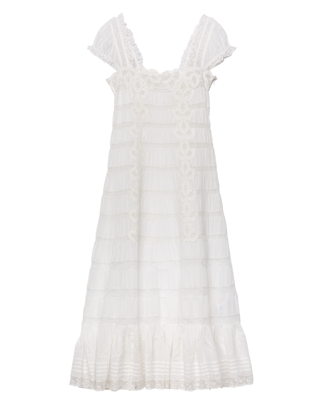 Classic White Lace Midi Dress
