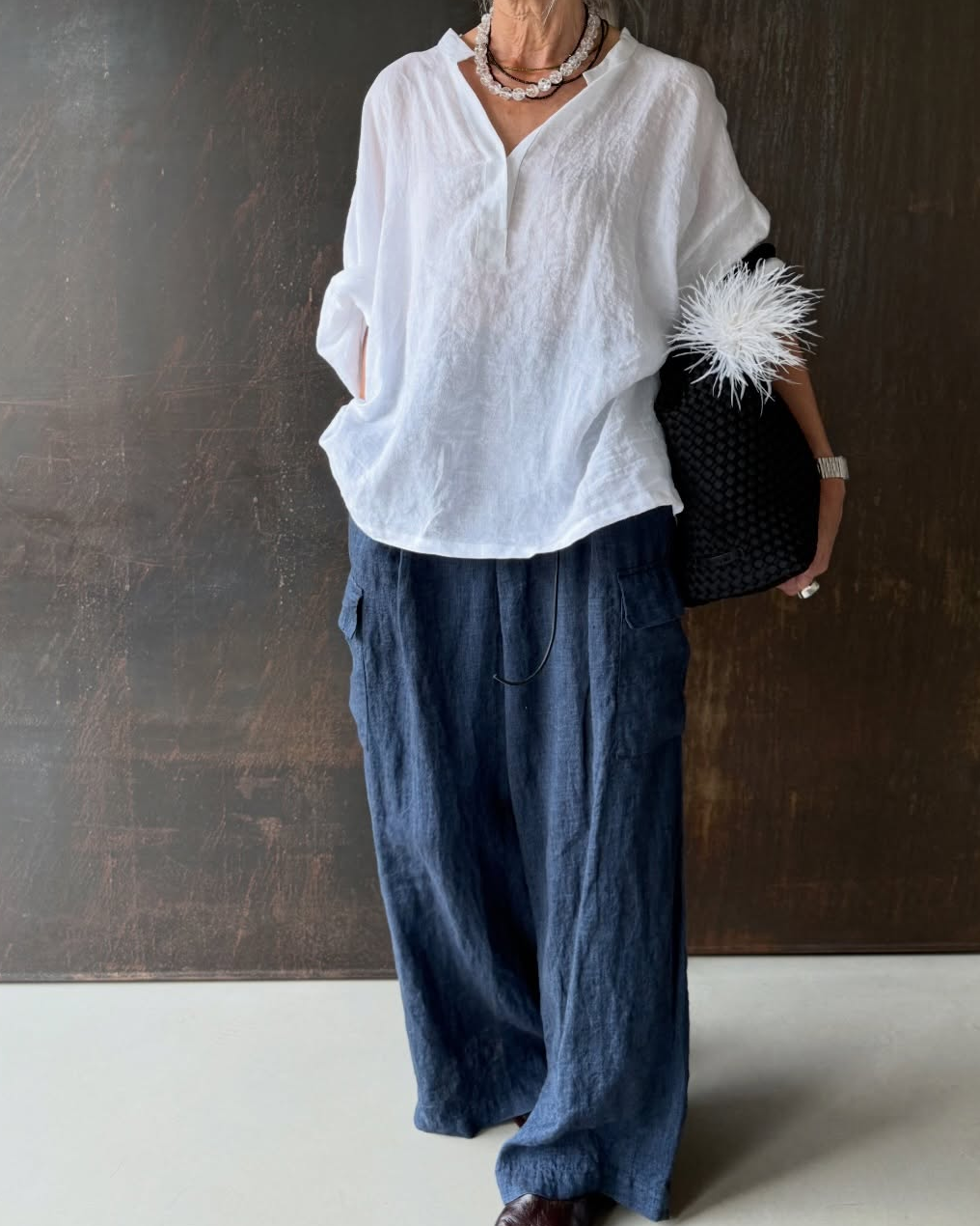 V-Neck Linen Blouse