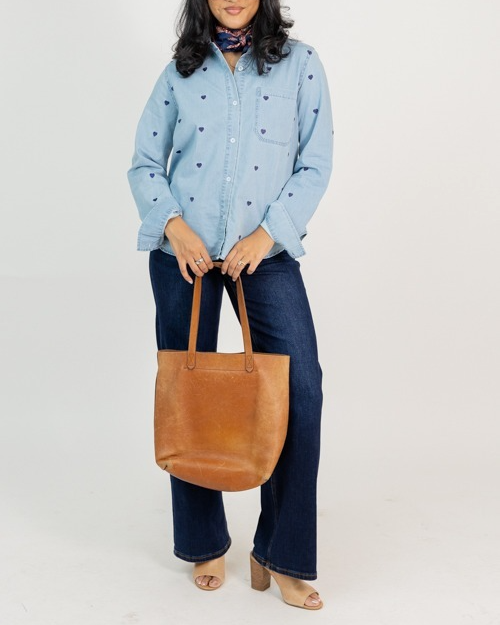 Heart Embroidery Chambray Shirt