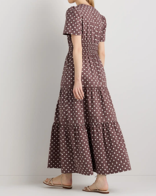 100% Organic Cotton Poplin Tiered Maxi Dress