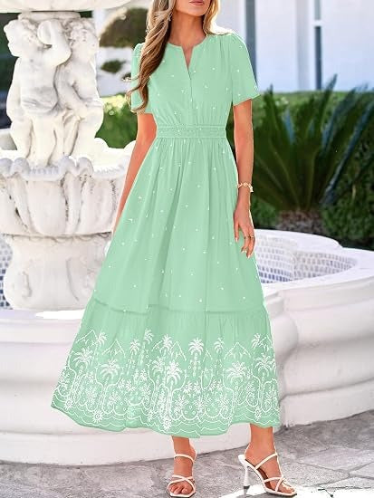 V Neck Short Sleeve Flowy Floral Maxi Dress