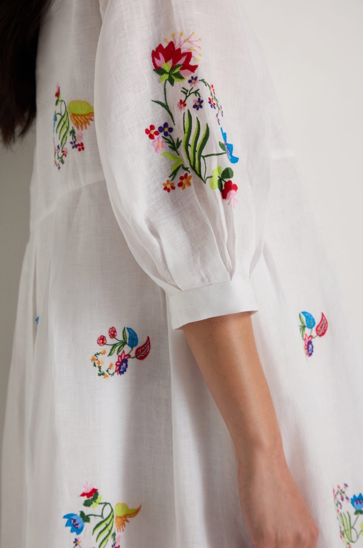 Vintage Floral Embroidered Flare Dress