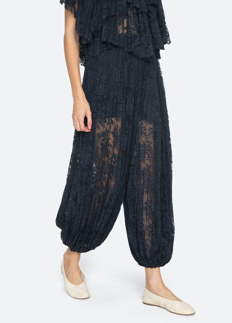 Sheer Lace Balloon Pants