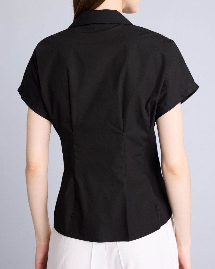 Stretch Twill Pleated Short Sleeve Shirt