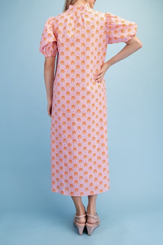Floral Sunset Pink Midi Dress