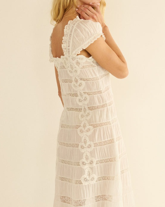 Classic White Lace Midi Dress