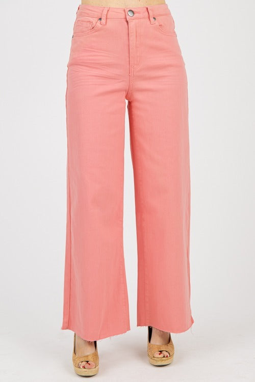 Raw Hem Wide Leg Pants
