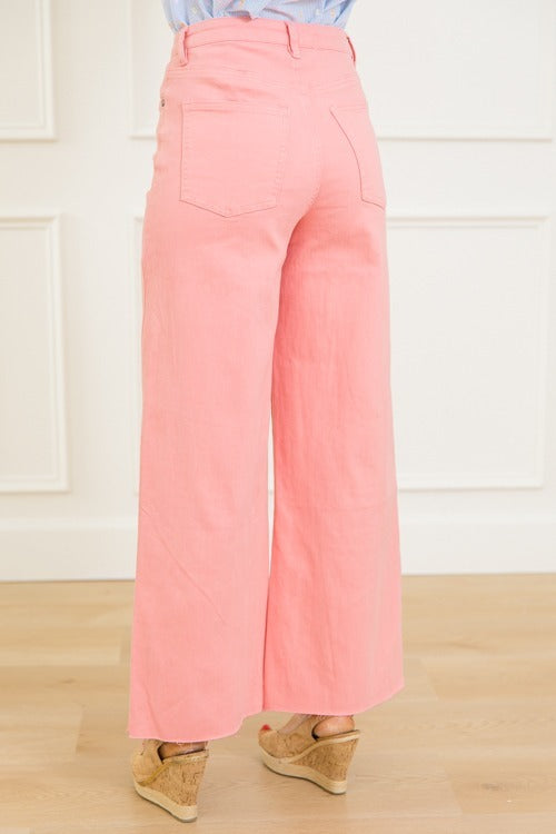 Raw Hem Wide Leg Pants