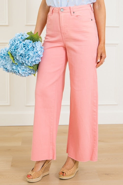 Raw Hem Wide Leg Pants