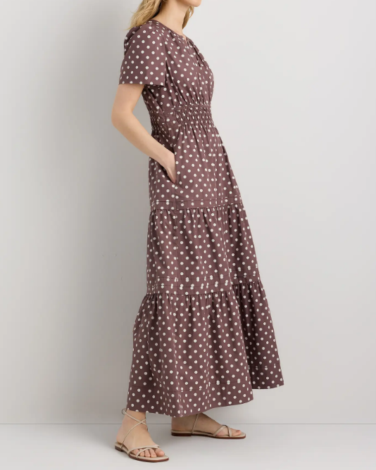 100% Organic Cotton Poplin Tiered Maxi Dress