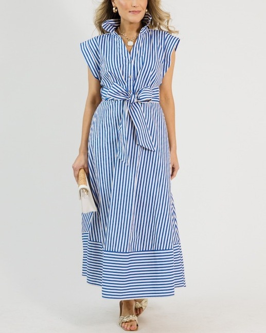 Tie Waist Stripe Maxi Dress