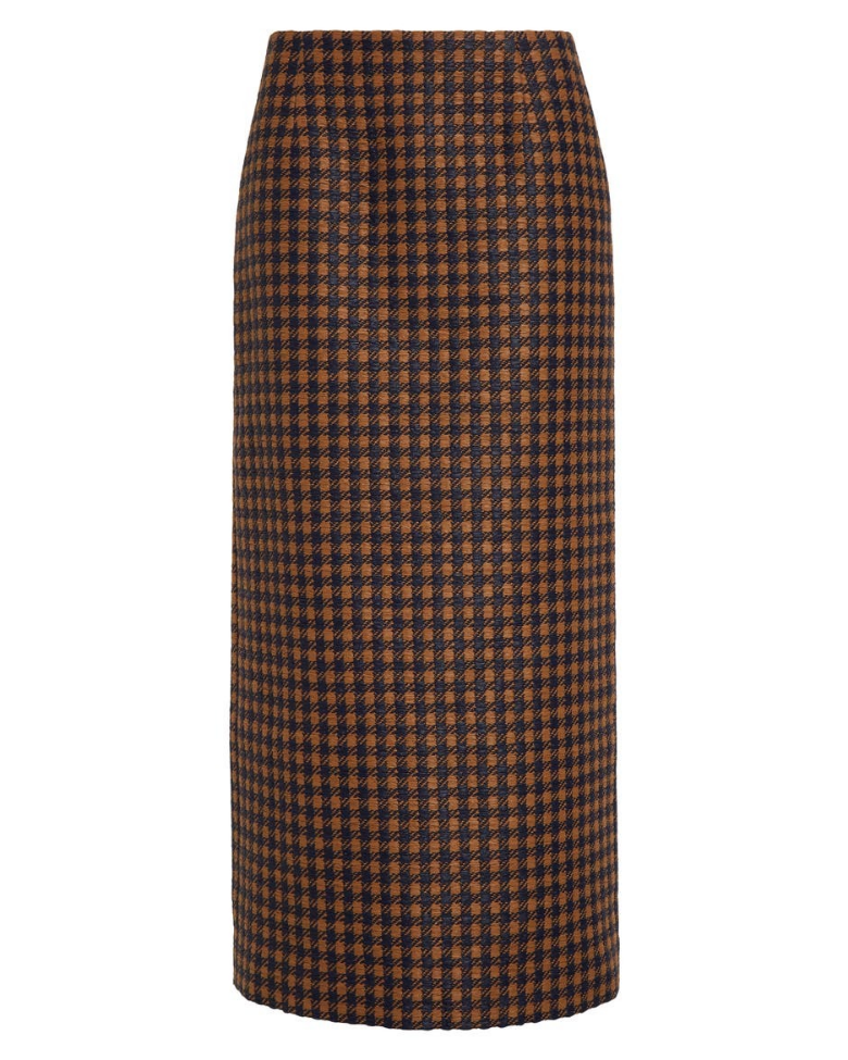 Microcheck Tweed Pencil Skirt