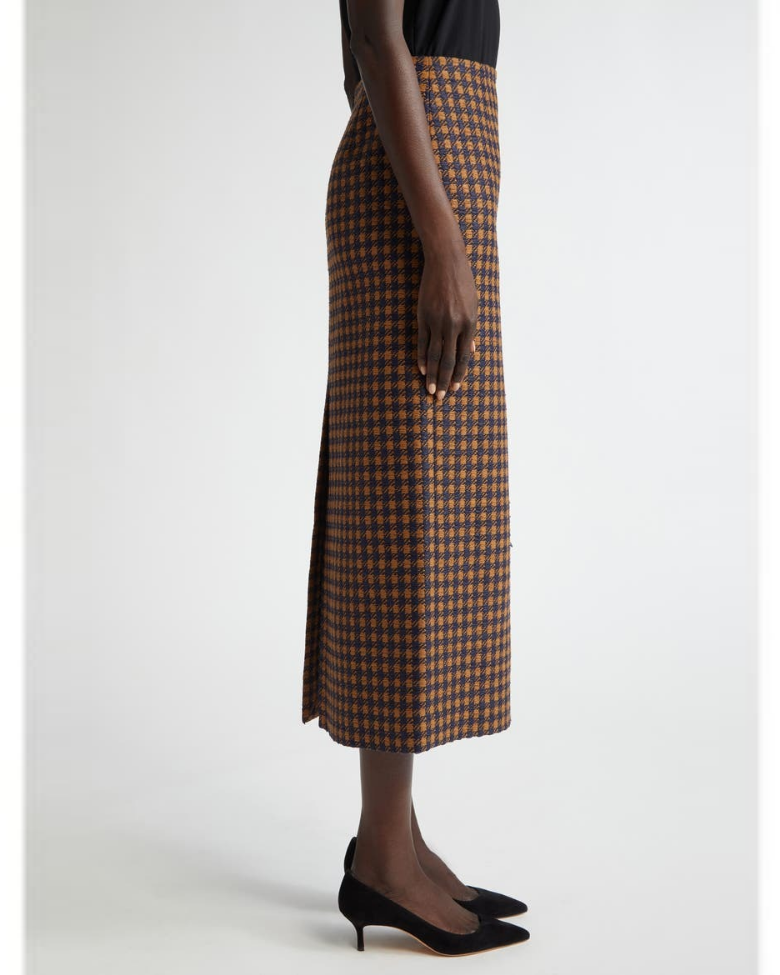 Microcheck Tweed Pencil Skirt