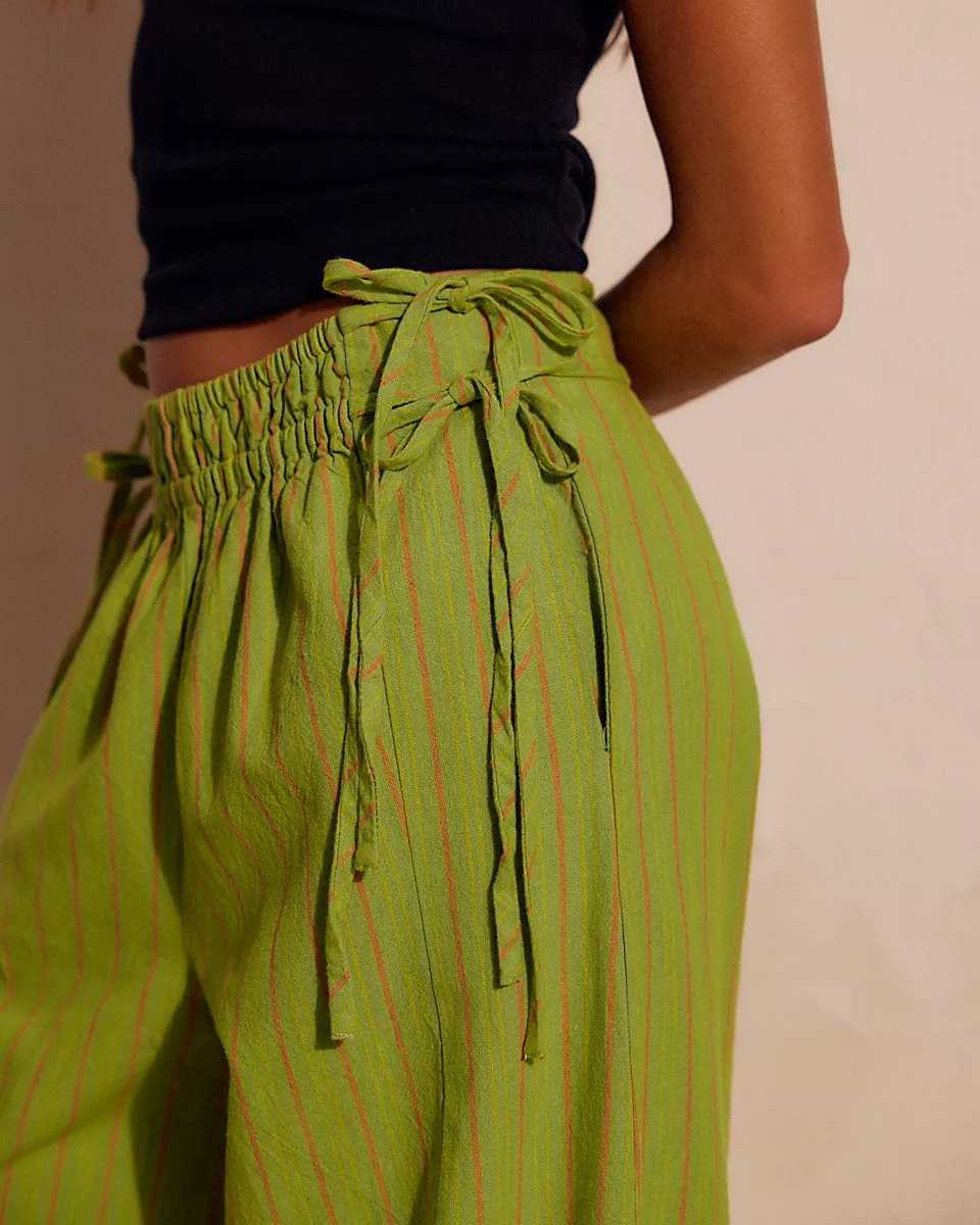 Sun Dazed Cotton-Linen Striped Pants