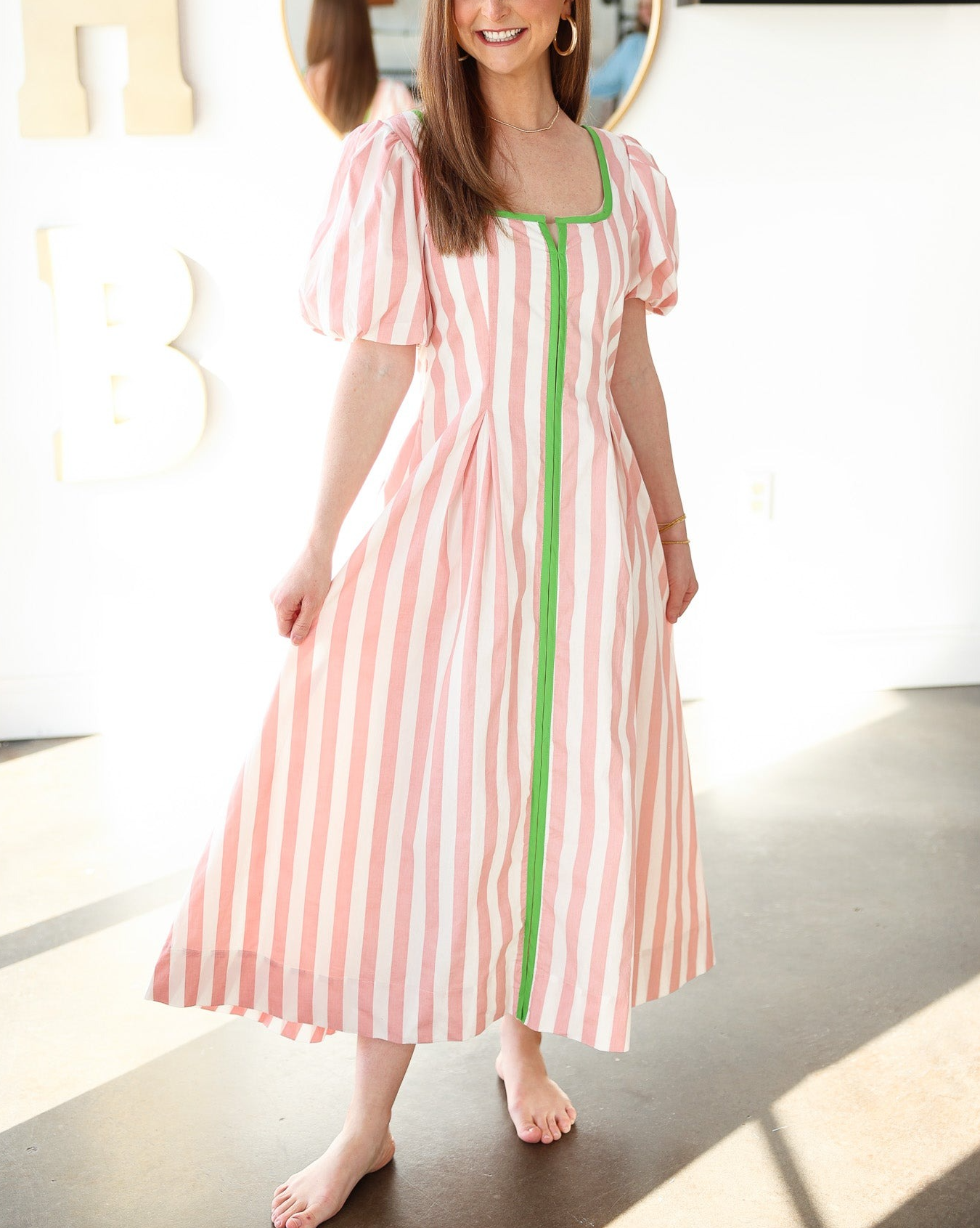 Striped Contrast Trim Dress