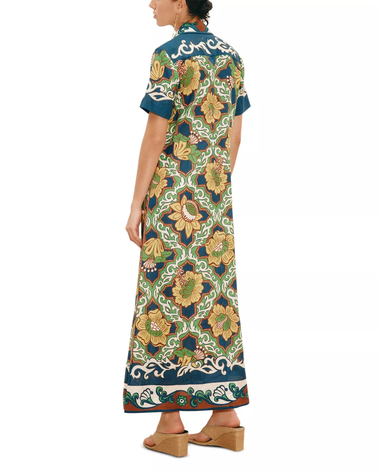 Liana Floral-Print Shirt Midi Dress