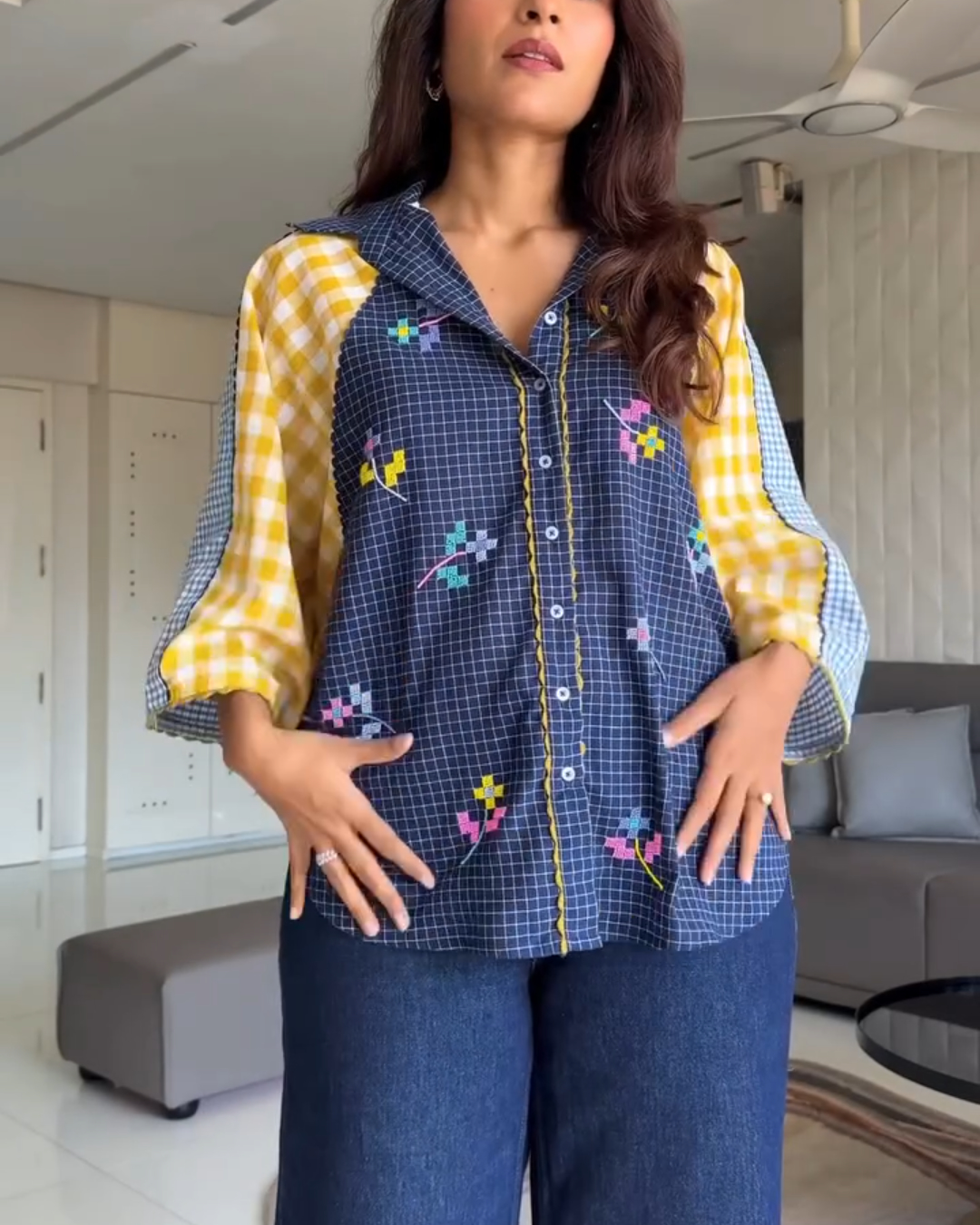 Plaid Patchwork Top