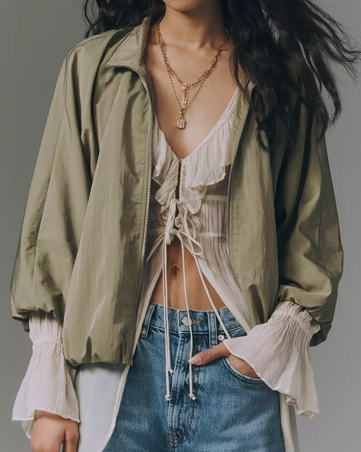 Funnel-Neck Nylon Jacket