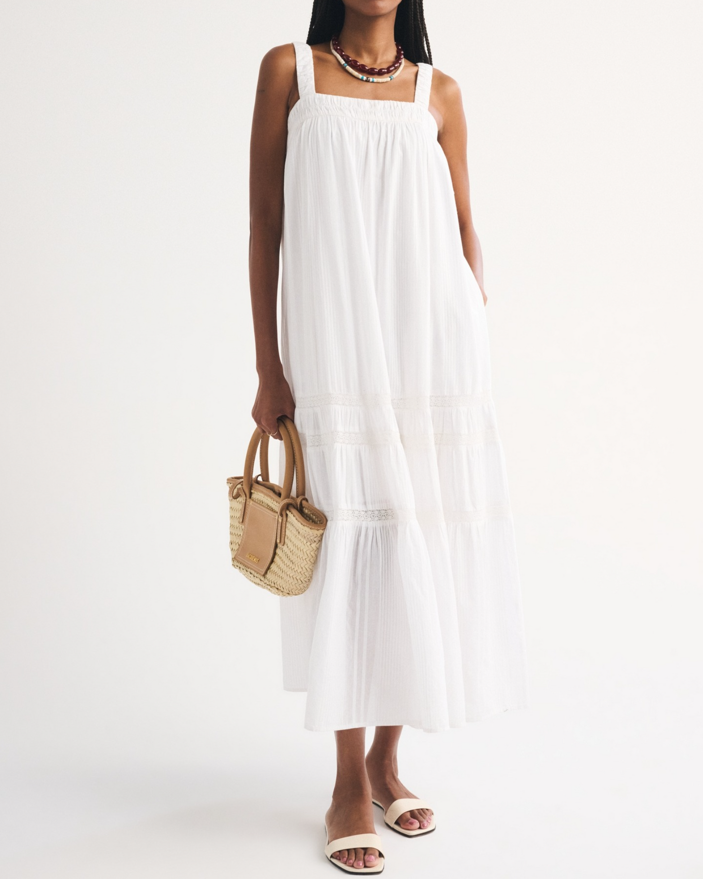100% Cotton Tiered Flowy Maxi Dress