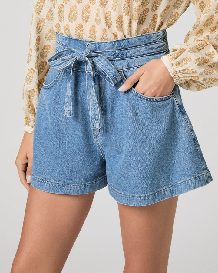 Tie Waist Denim Shorts