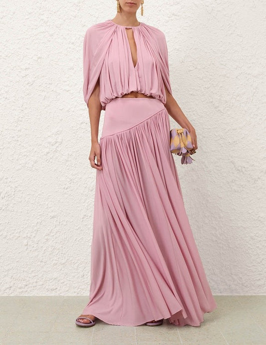 Alchemy Caped Blouse And Asymmetric Skirt