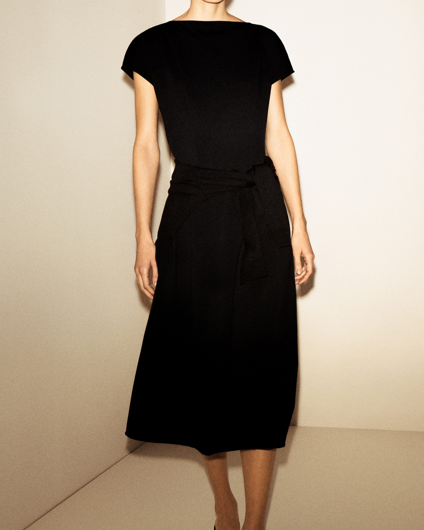 Sculptural Jersey Midi Dress