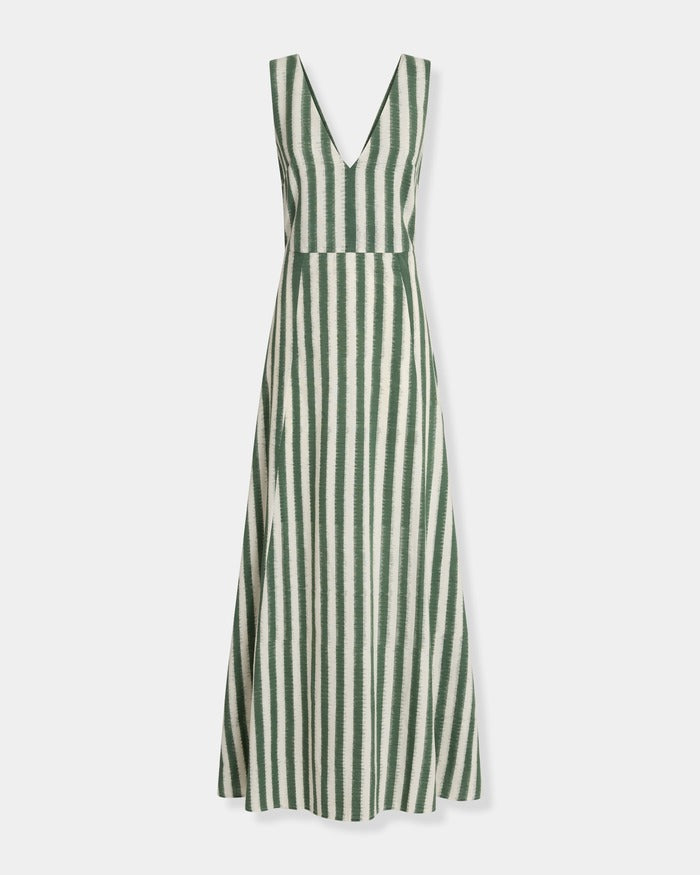 Striped V-Neck Sleeveless Dress