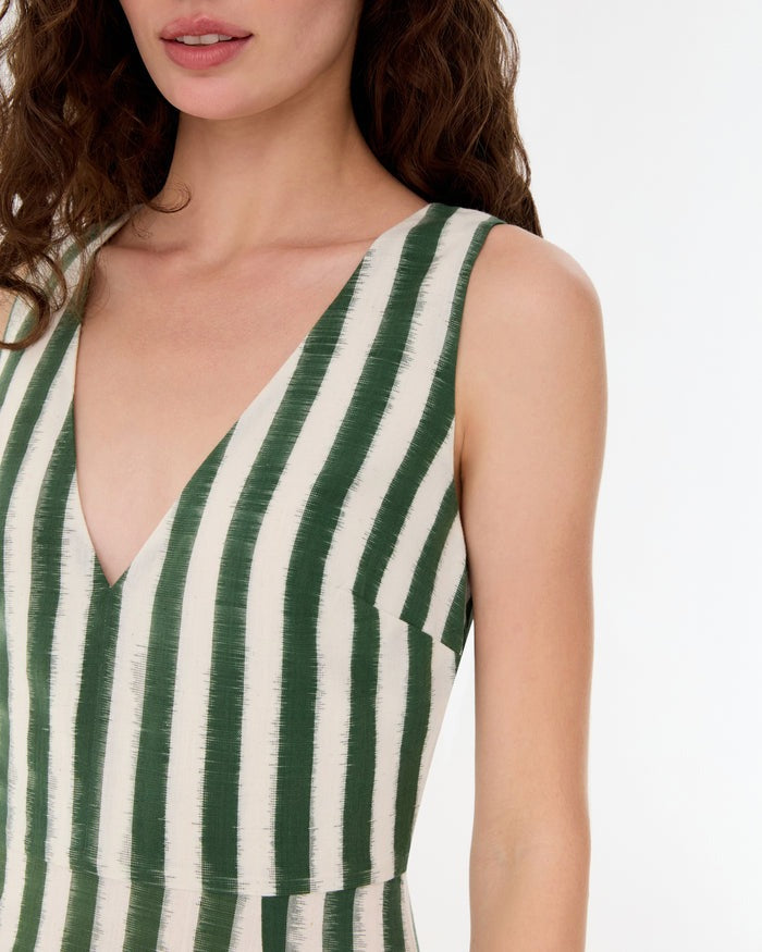 Striped V-Neck Sleeveless Dress