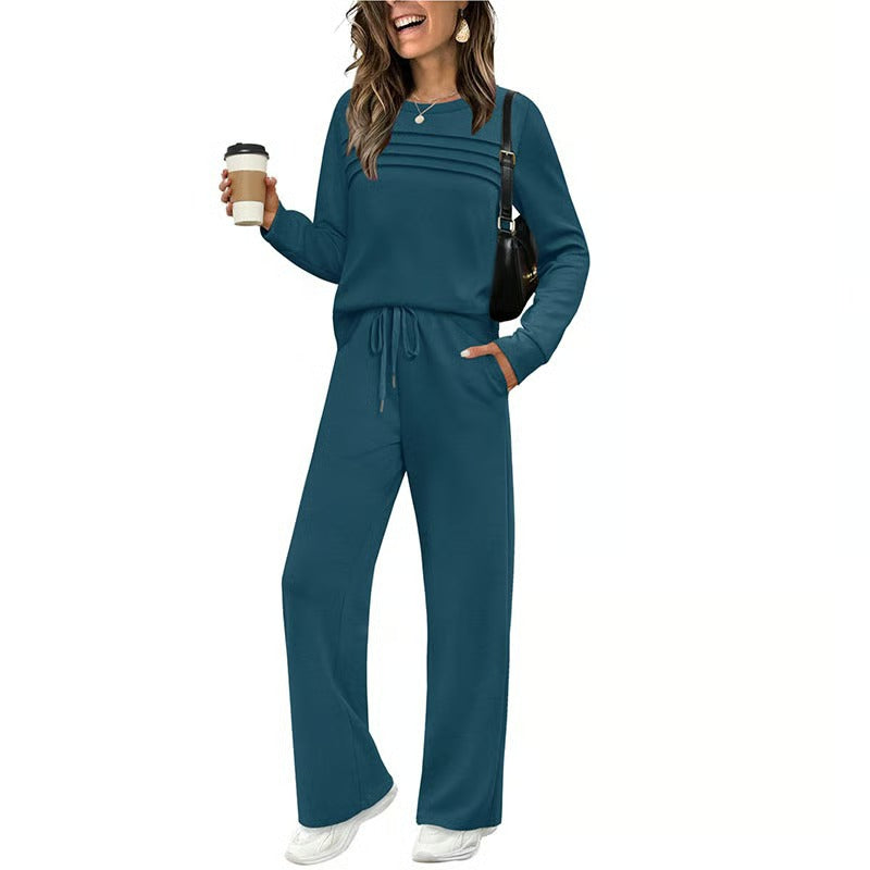 Women's Casual Pleated Detail Set