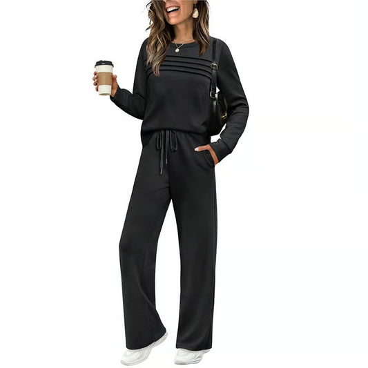 Women's Casual Pleated Detail Set