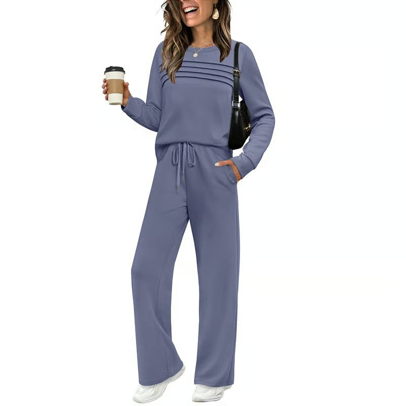 Women's Casual Pleated Detail Set