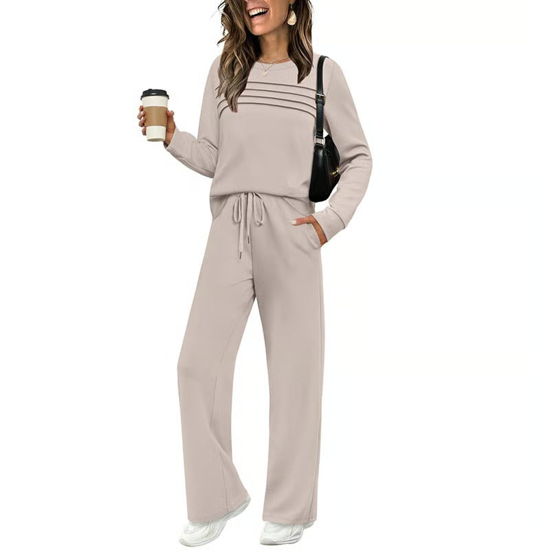 Women's Casual Pleated Detail Set