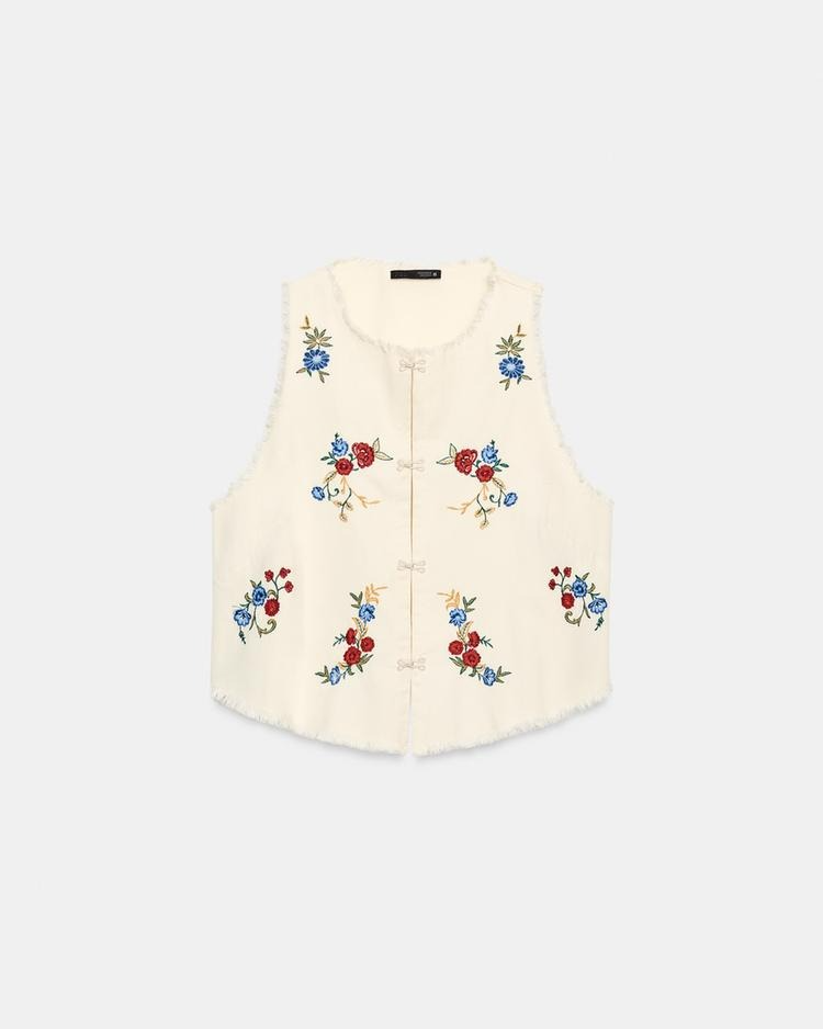 Embroidered Vest Top