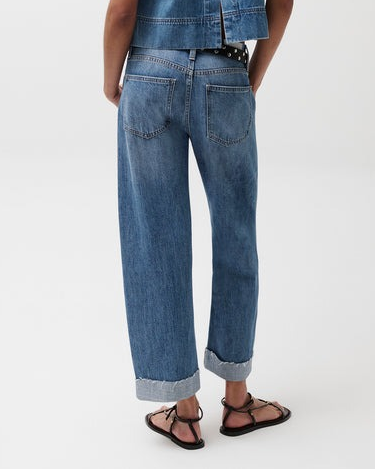 Mid Rise Cuffed Jeans