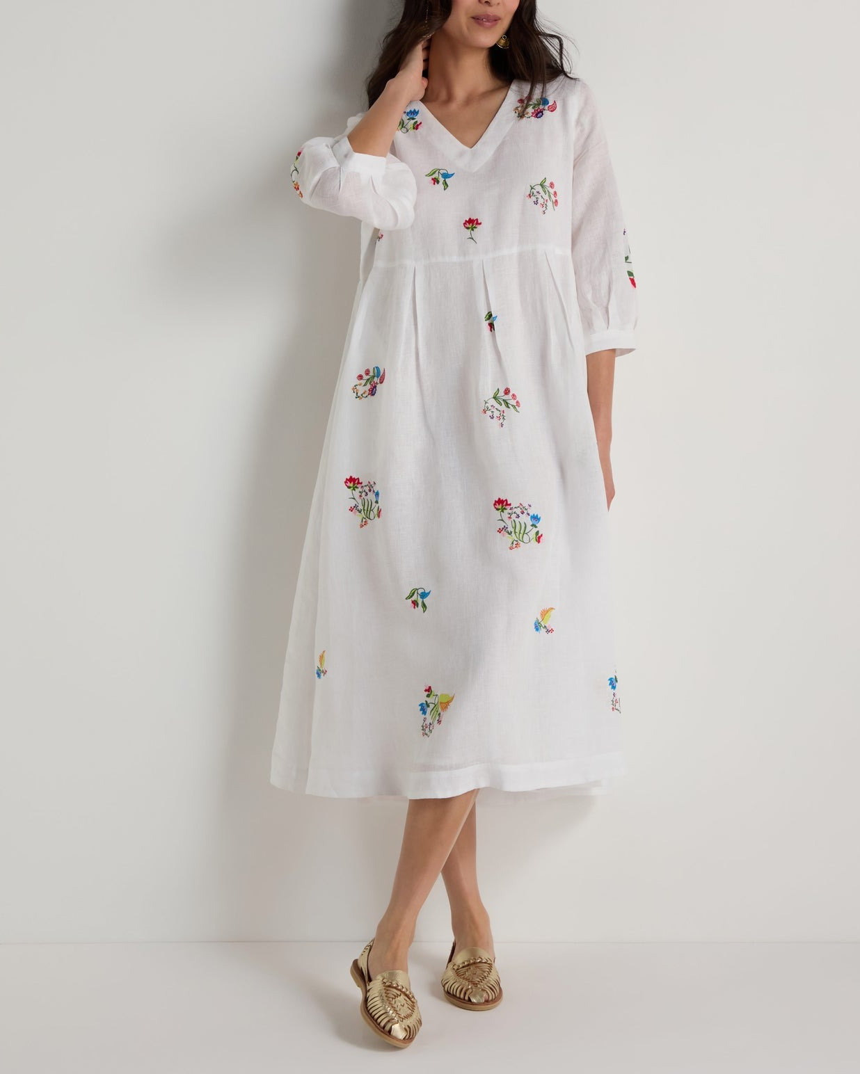 Vintage Floral Embroidered Flare Dress