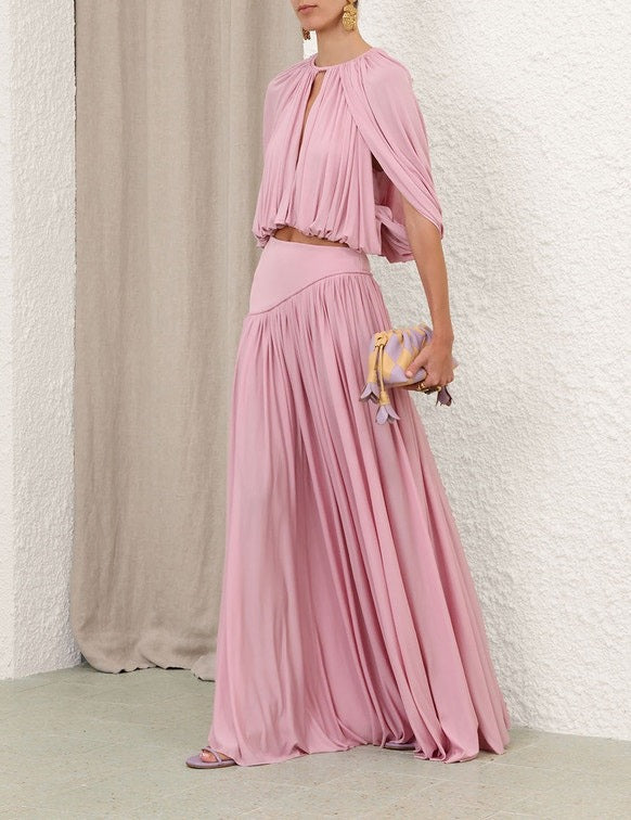 Alchemy Caped Blouse And Asymmetric Skirt