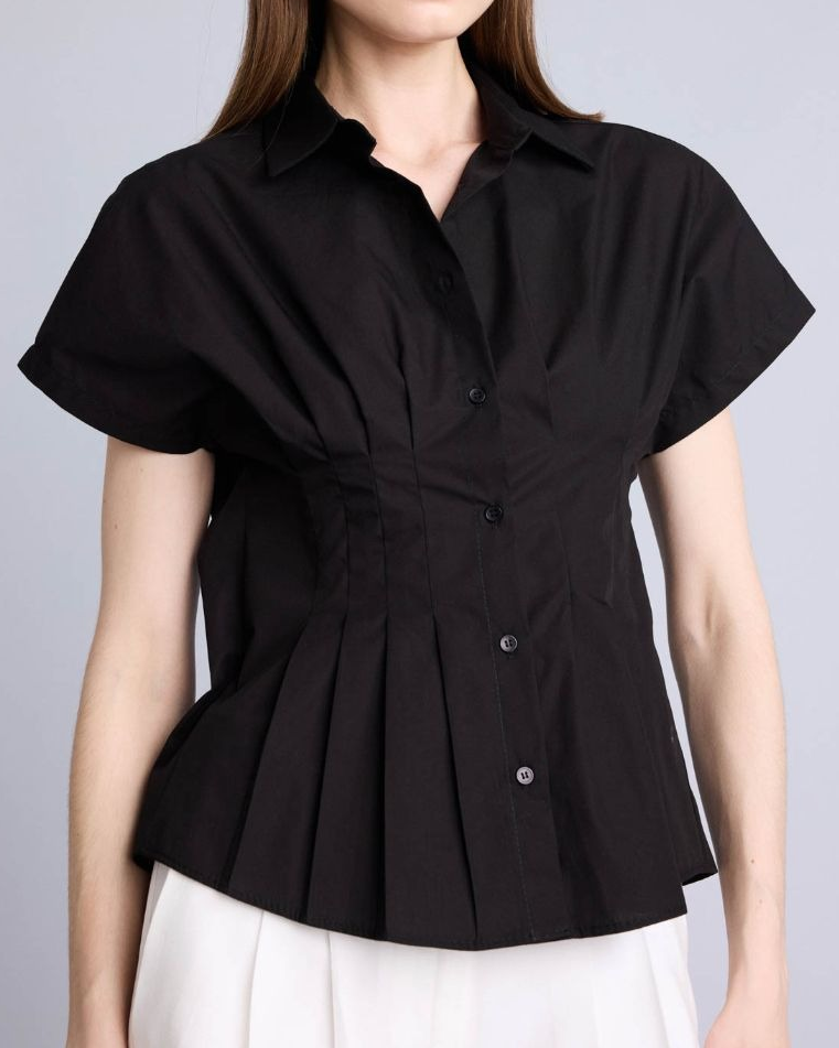 Stretch Twill Pleated Short Sleeve Shirt