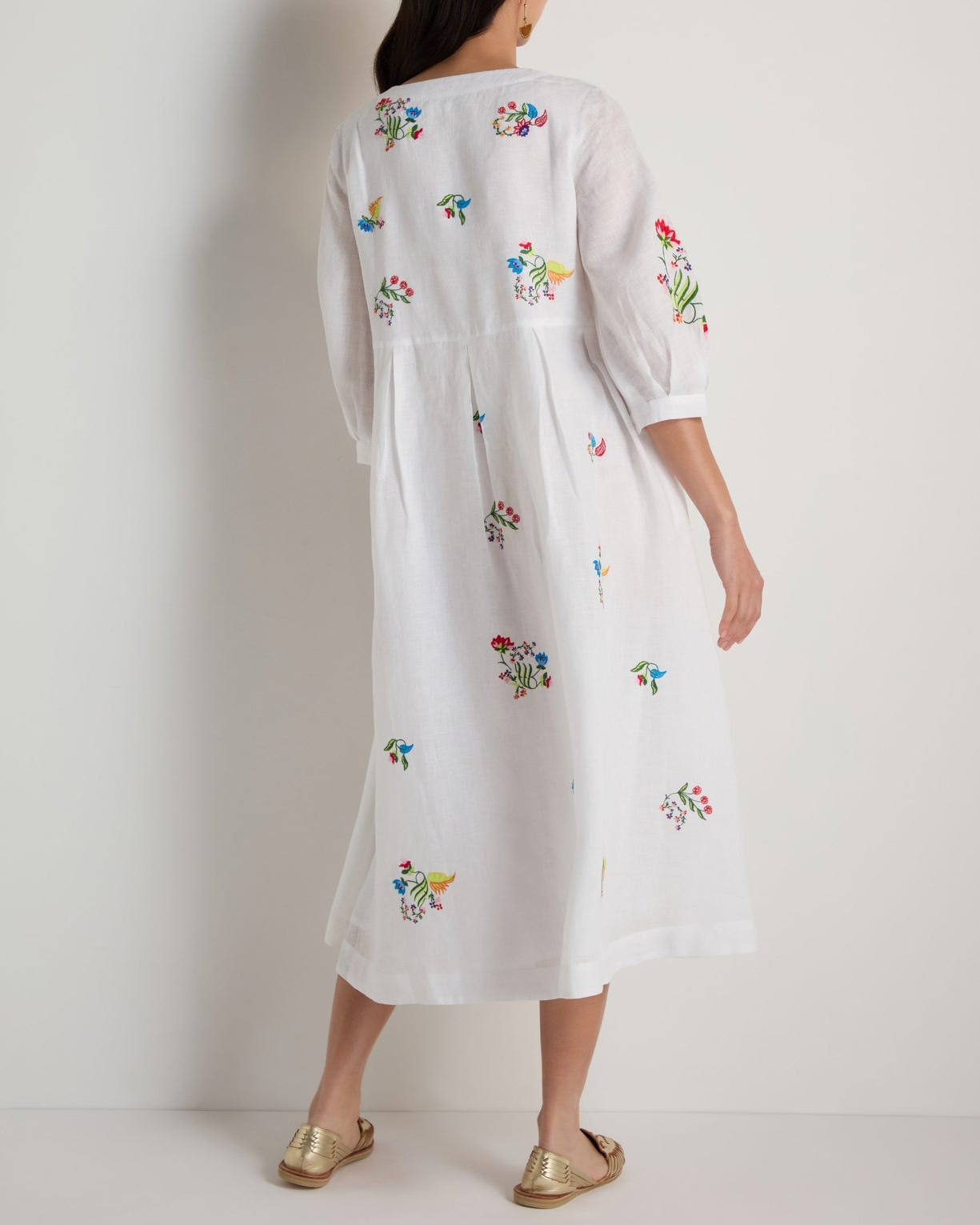 Vintage Floral Embroidered Flare Dress