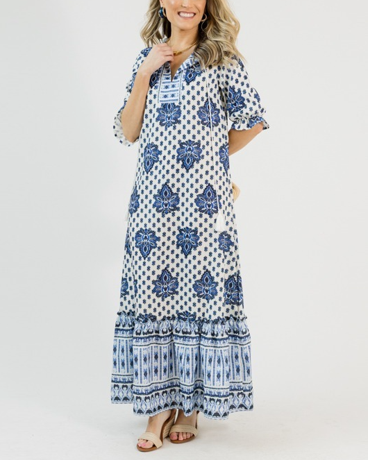 Printed Tassel Maxi Dress