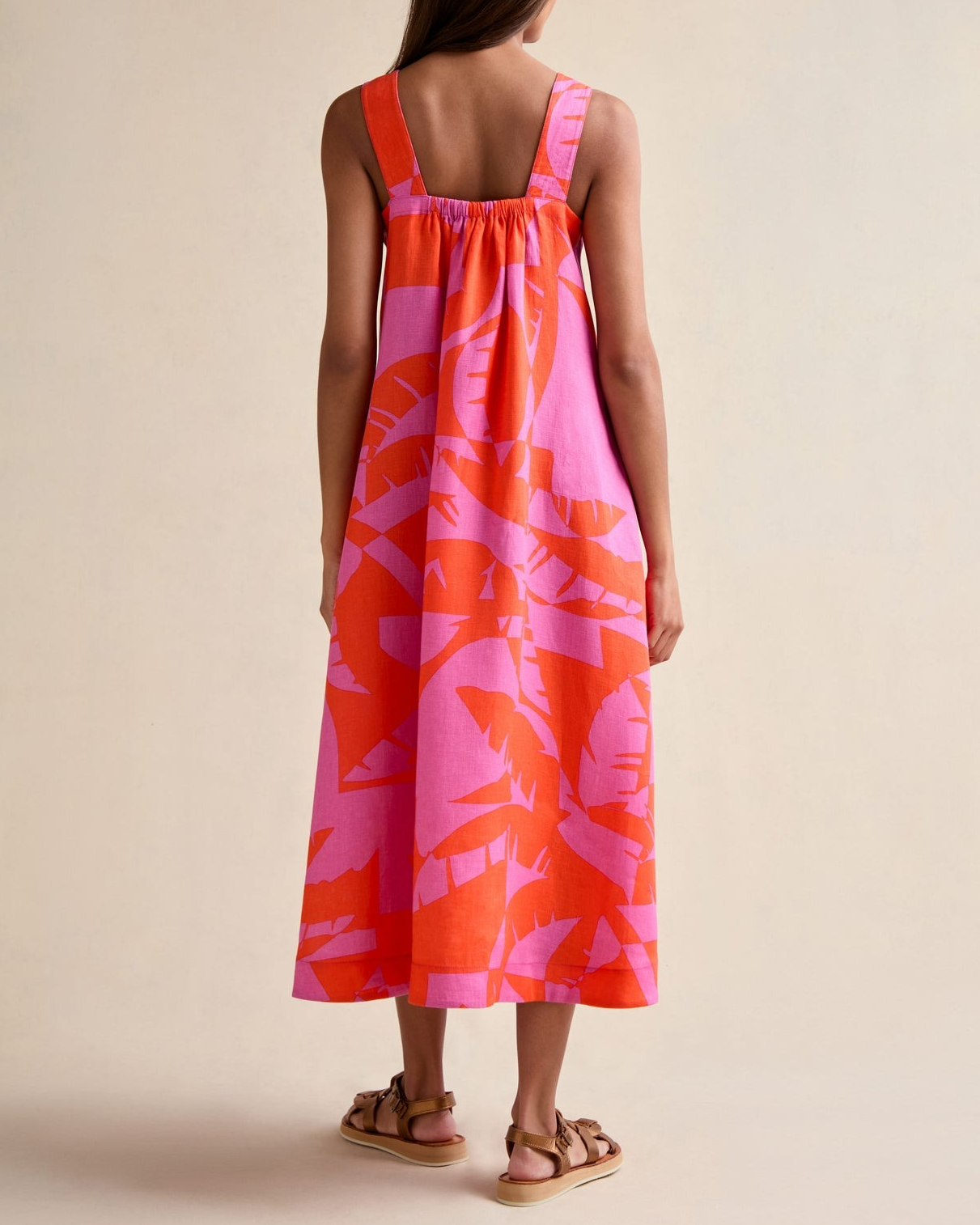 Palm Mirage Sleeveless Linen Dress