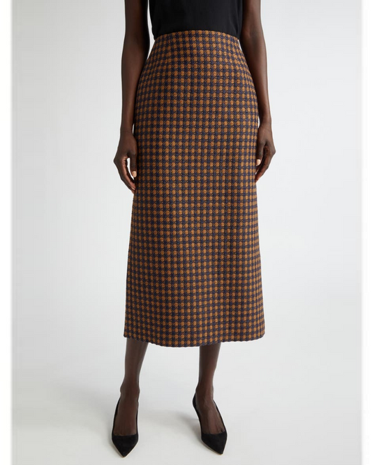 Microcheck Tweed Pencil Skirt