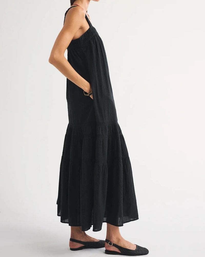 100% Cotton Tiered Flowy Maxi Dress