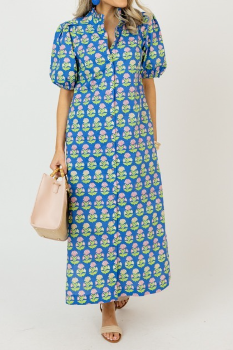 Mary Floral Midi, Blue