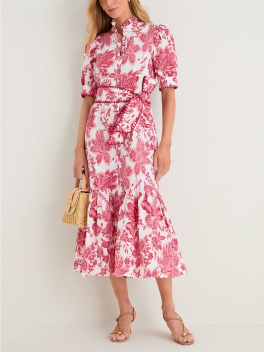 Hibiscus Floral Whipstitch Felicity Maxi Dress