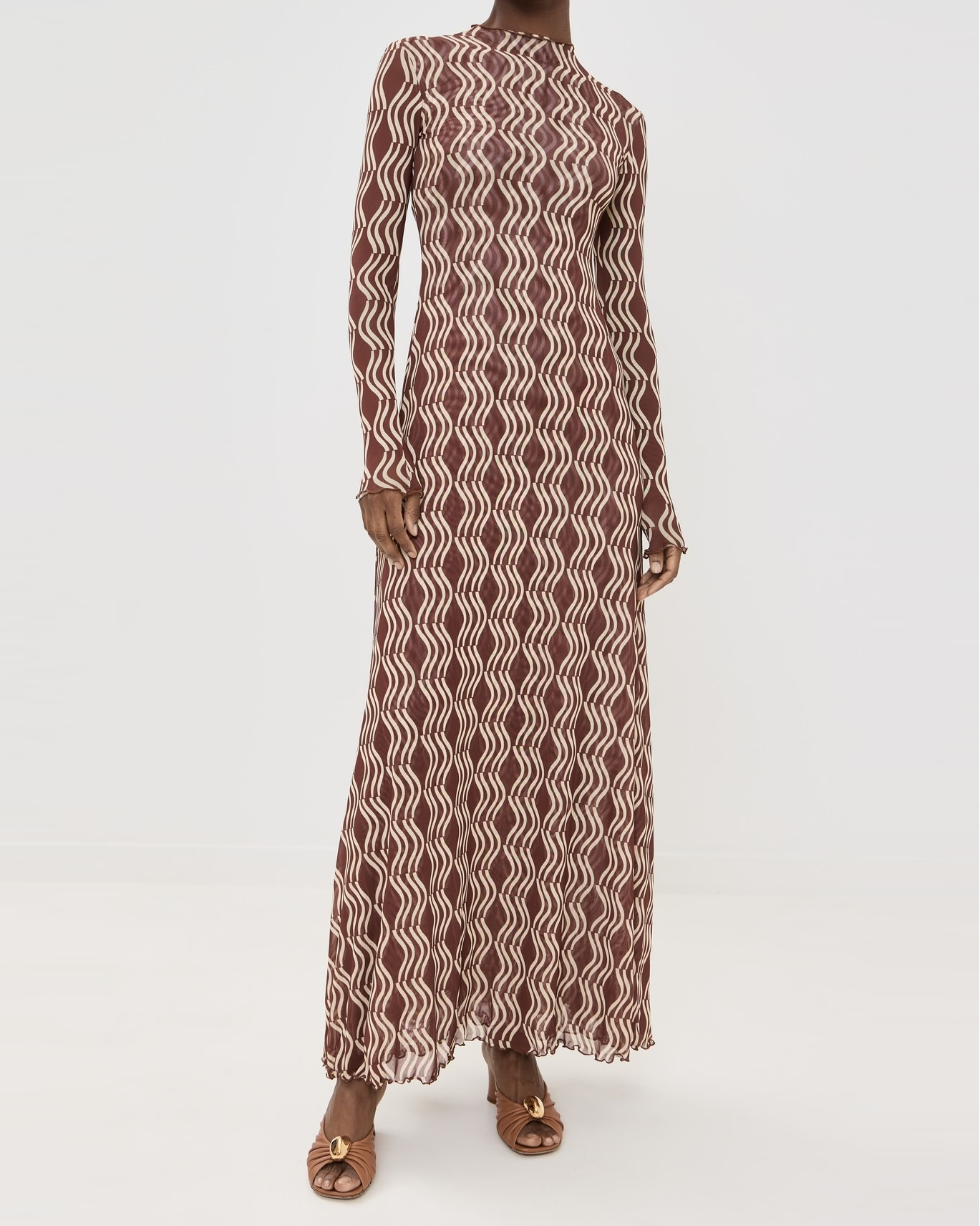 Mock Neck Long Sleeve Wrap Dress