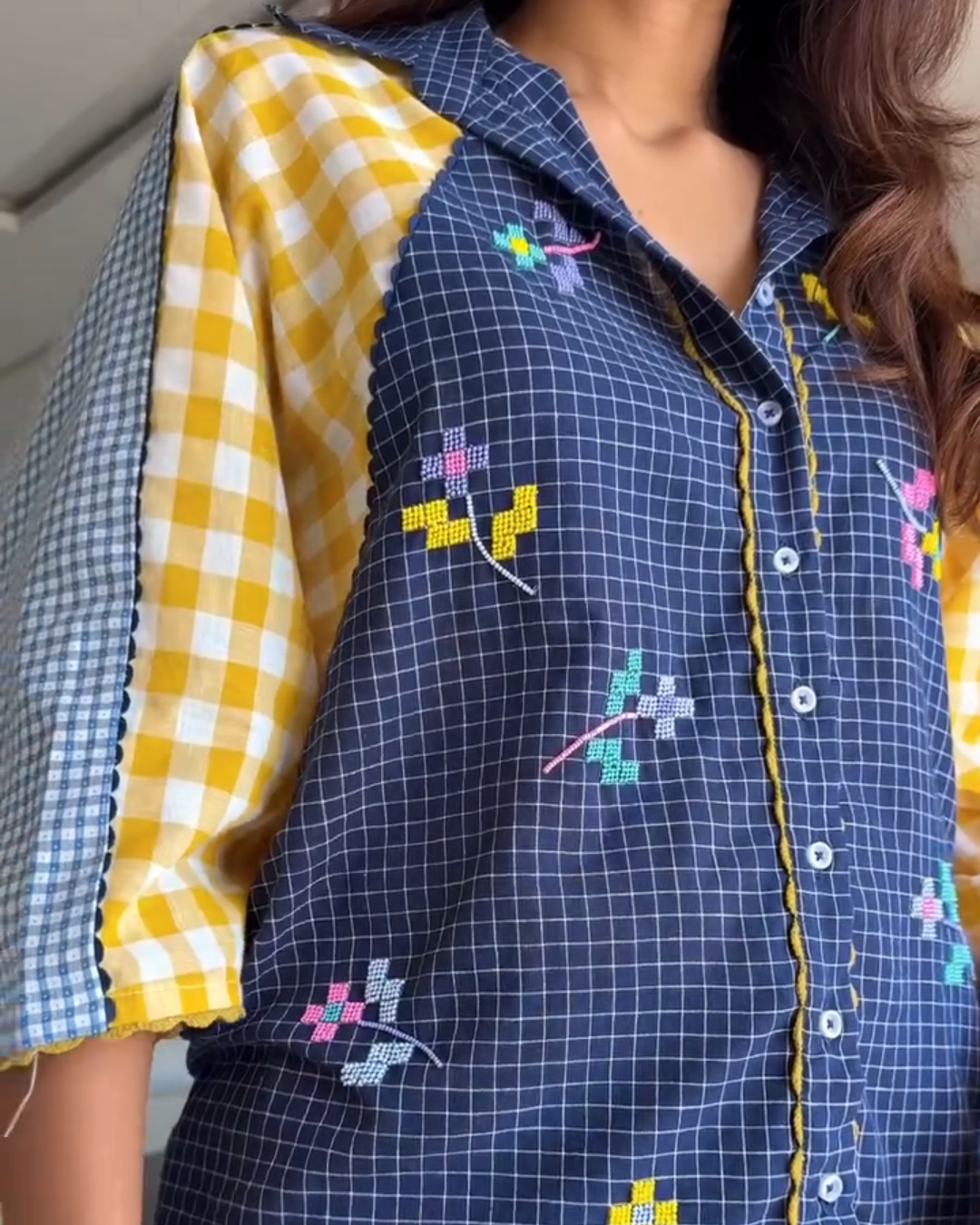 Plaid Patchwork Top