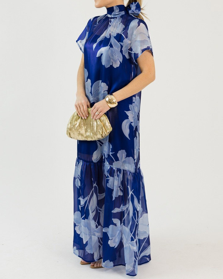 Organza Mockneck Maxi Dress
