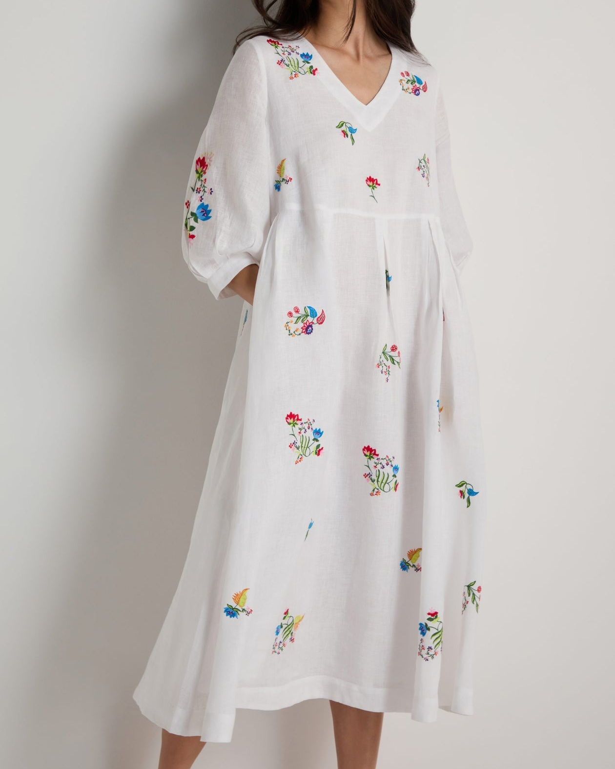 Vintage Floral Embroidered Flare Dress