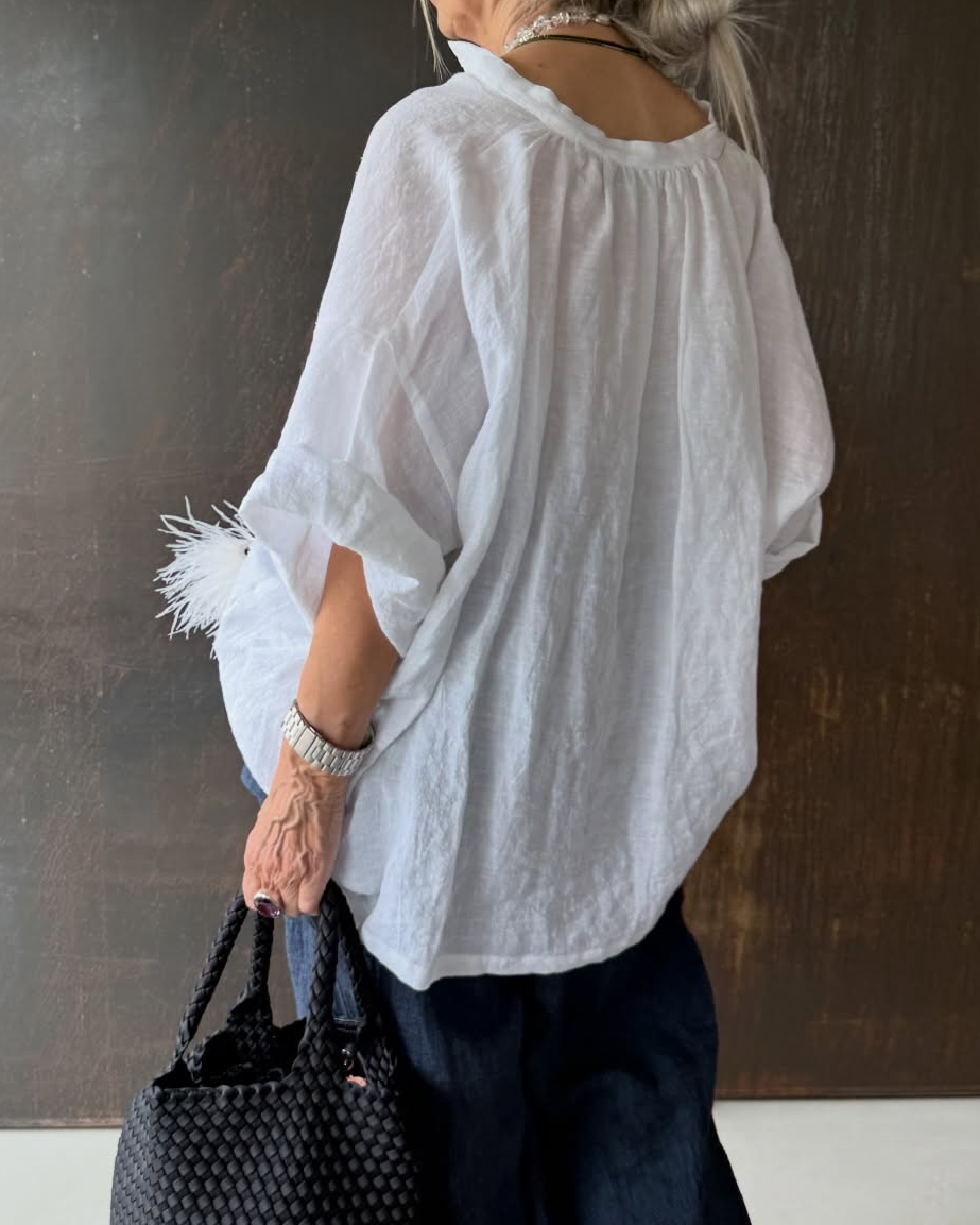 V-Neck Linen Blouse