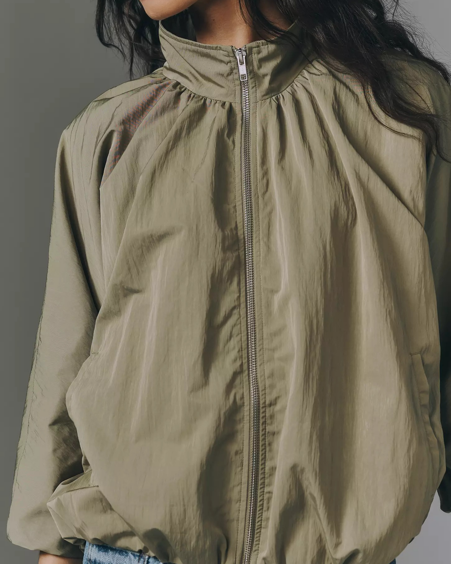 Funnel-Neck Nylon Jacket